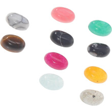 10 Stück natürliche, flache, ovale Cabochons aus grünem Achat und Kristall (4 x 6 mm) für DIY-Schmuck