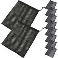 Lot de 10 sacs à linge en filet de polyester avec cordon de serrage, multifonctionnels, noirs.