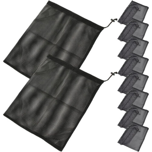 Lot de 10 sacs à linge en filet de polyester avec cordon de serrage, multifonctionnels, noirs.