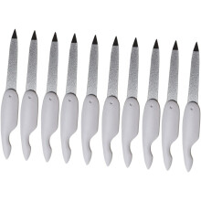 Lot de 10 limes à ongles pliables double face, outils de manucure portables en plastique ABS pour une utilisation à domicile et en salon, blanches.
