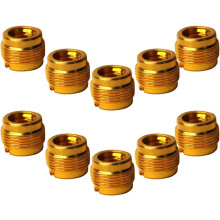 10 Stück Mikrofonstativadapter 3/8" Innengewinde auf 5/8" Außengewinde aus Aluminium, Zubehör, breite Kompatibilität, fester Sitz, Goldfarben