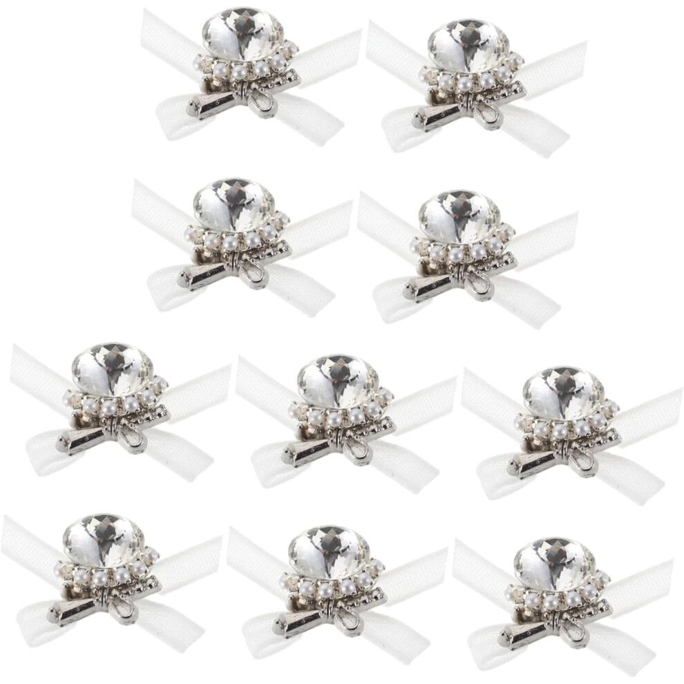 Hkhbjs 10Pcs Sparkling Nail Bowknot Charms Rhinestone Bow Nail Art Accessories Fingernail Embellishments Decorations