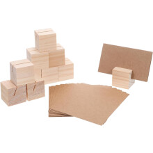 10er-Set quadratische Tischkartenhalter aus Holz, rustikal-elegantes Design
