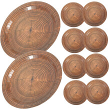 Lot de 10 assiettes à dessert jetables en papier imitation bois, idéales pour les fêtes, les pique-niques et autres occasions spéciales.