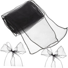 Organza stolskjærer 10 stk. svarte bryllupsfest dekorative ryggbånd bankett stol organza bånd