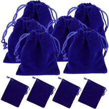 10 sacchetti con coulisse per bomboniere di nozze, colore blu royal, ideali per portagioie e regali per feste.