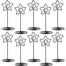 Schwarze, sternförmige Memo-Clips, 10er-Set, Tischnummernhalter aus Stahldraht für Büro, Hochzeit und Partydekoration