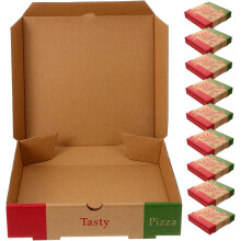 Lot de 10 boîtes à pizza en papier pour la restauration et les cafés. Emballages alimentaires multi-usages.