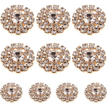 10 breloques plates en strass pour la création de bijoux DIY, embellissements ronds en alliage et cristal