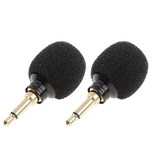 2Pack Black Hands Free Condenser Microphone with Windscreen Sponge Sleeve For Wireless Mike System 3.5mm Mono Plug 2