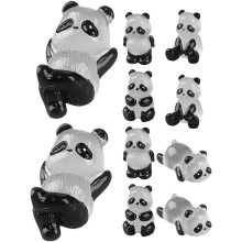 Miniatur-Panda-Figuren, leuchtend im Dunkeln, Mini-Panda für Garten-Mikrolandschaften, Harzstatuen-Set, 10 Stück