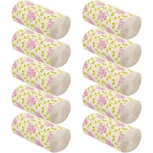 10 rouleaux de papier toilette en bambou à motif rose, âme solide, paquet en vrac