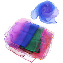 10 bunte Jongliertücher, Requisiten für Square Dance und Bühnenauftritte, gesäumt, zufällige Farbe