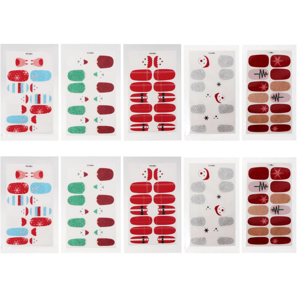 Hkhbjs 10Sheet Christmas Nail Art Stickers Wraps Nail Decals Wraps For Home Salon For Xmas Decorations Easy To Apply