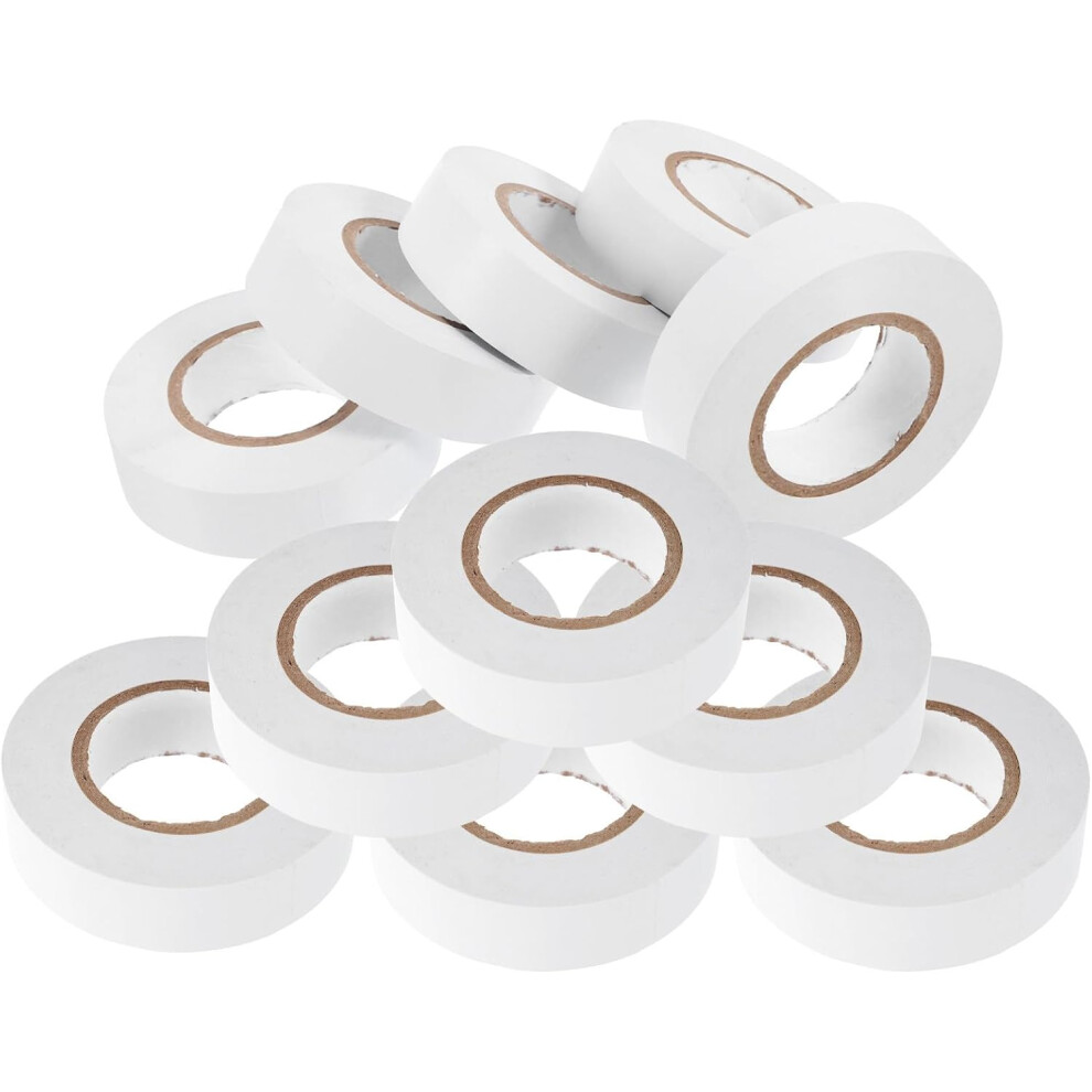 10Pcs White Insulation Electrical Tape Pvc Material Heat Insulated Low Friction Coefficient Sturdy Electrician Tape Roll 5455468331275