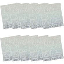 10 Blatt Vinyl-Buchstabenaufkleber, silberfarben, abnehmbar, leicht, wasserfest, selbstklebend