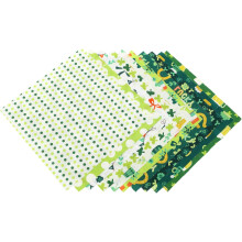 Nähstoff zum St. Patrick's Day Festival, 10 Blatt 25x25cm, Kleeblattmuster, DIY-Patchwork-Quiltmaterial
