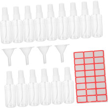 Nachfüllbare Sprühflasche aus Kunststoff für feinen Nebel, ideal für Kosmetik und Reisen, inklusive Trichter und Etiketten