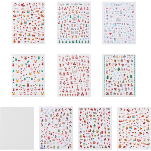 10 stuks nagelstickers in kerststijl