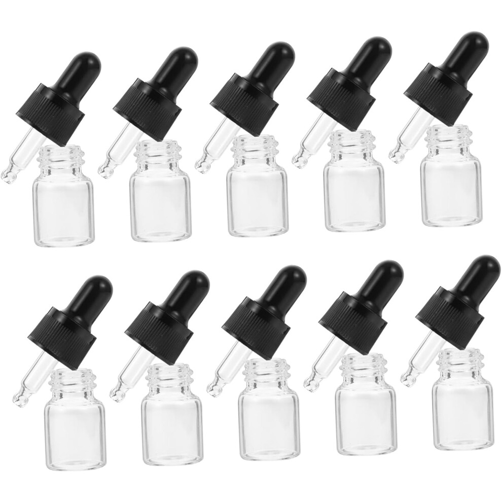 Hkhbjs Black 10Pcs 5Ml Glass Essential Oil Dropper Bottles With Caps Aromatherapy Oil Dispensers Leakproof