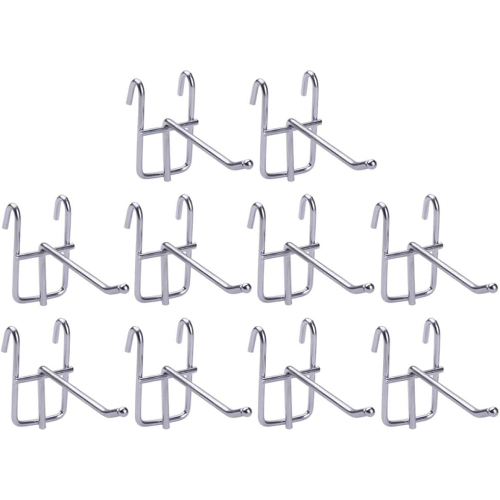 10Pcs Metal Supermarket Shelf Hooks, Single Rod Grid Wall Display Hangers For Shop Goods 5455468321252