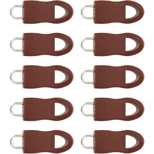 Detachable Zipper Pull Tab Repair Pull Hands 10pcs Brown DIY Bag Acessórios