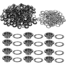 100er-Set schwarze Metallösen mit Unterlegscheibe, 6 mm Loch, 1/4 Zoll Ösen-Reparaturset