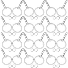 100 Stück silberfarbene Metall-Schlüsselringe mit flachen Ringen und 4-teiliger Kette