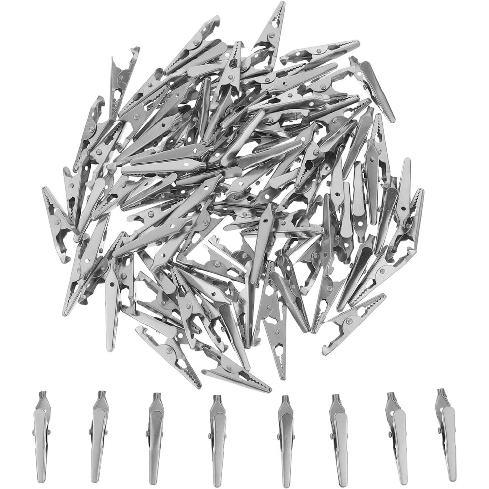 100Pcs Small Metal Alligator Clips For Crafts, Mini Spring Clamps With Wire For Electrical Testing 5455468312779