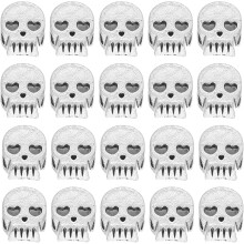 100 Stück Vintage-Totenkopfperlen aus Silberlegierung mit großem Loch