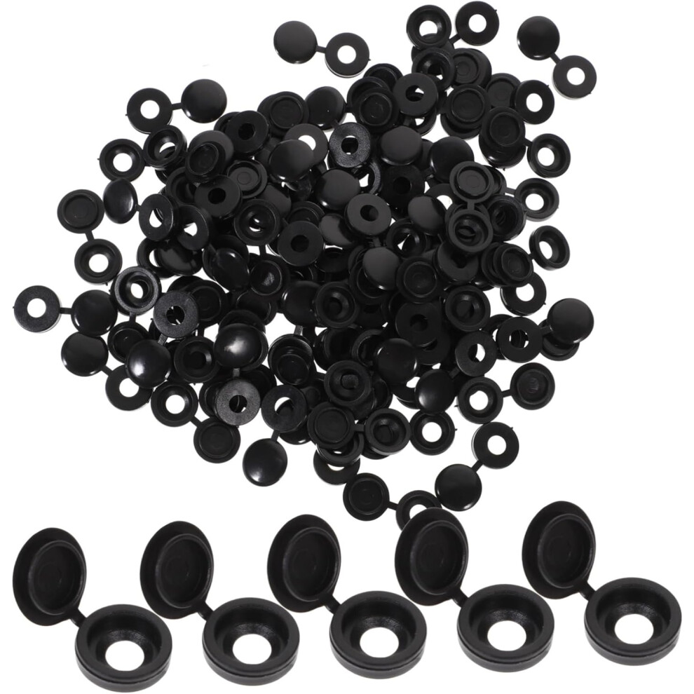 100Pcs Black Screw Caps Covers Self-Tapping Hole Plug Decorative Hinged Screw Covers 5455468305894