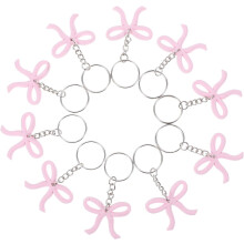 10 Stück Schleifen-Schlüsselanhänger für Partygeschenke, modische und elegante rosa PVC-Schleifen-Schlüsselanhänger