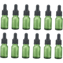12 Stück 10 ml leere, wiederbefüllbare Glasfläschchen mit Pipette für ätherische Öle zur Aromatherapie und für kosmetische Zwecke