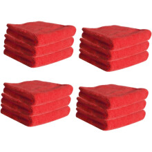 12er-Set Mikrofaser-Geschirrtücher, 30 x 30 cm, Rot, stark desinfizierend
