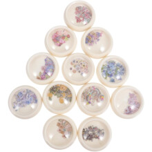 Bloemvormige nagelbedeltjes, nagelstickers voor doe-het-zelf manicures, decoratieve schijfjes hout, diverse stijlen