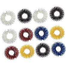 12 Stück Akupressur-Fingermassageringe in Silber, Gold, Schwarz, Blau und Rot