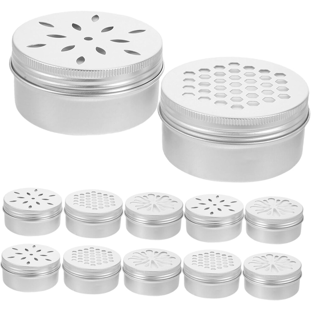 Hkhbjs 12Pcs Hollow Spiral Aluminum Box Metal Containers Round Screw Lid For Hair Wax Lip Balm Storage Candy