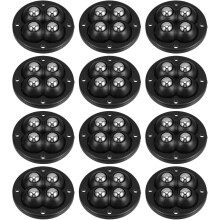 12 selbstklebende Mini-Lenkrollen mit 4 Kugellagern, schwarze Möbelrollen