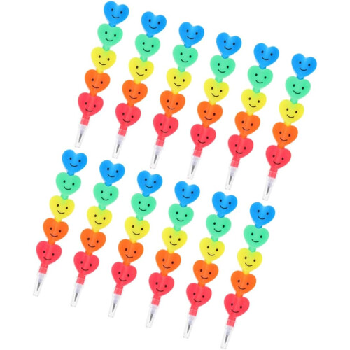 12pcs Heart Shaped Plastic Pencils Cute Non-sharpening Pencils