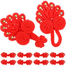 12 Stück chinesische Knotenknöpfe für Cheongsam-Kostümaccessoires, rote handgefertigte Nähknöpfe