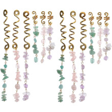12-teiliges Haarschmuck-Set im Ethno-Stil mit Anhängern aus Legierung und Jade in Form von Zöpfen