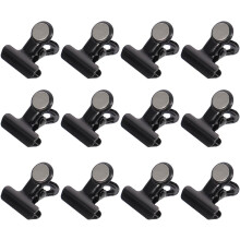 12 schwarze Magnetclips für Kühlschrank und Whiteboard-Fotodisplay