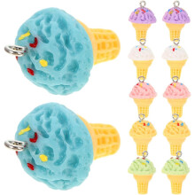 12-teiliges DIY-Eiscreme-Anhänger-Set aus Kunstharz in 6 verschiedenen Farben für Halsketten und Armbänder