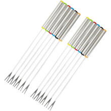 12-teiliges Set Käsefonduegabeln, Obstgabeln, 24 cm, Edelstahl, robuster, wärmeisolierender Griff