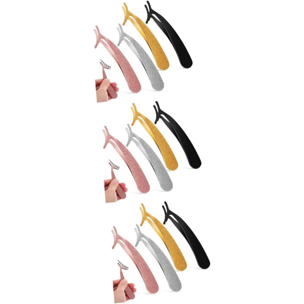 Hkhbjs 12Pcs Eyelash Tweezers Applicator Tools For False Eyelashes Lash Tweezers Extension Clips