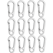 12 Stück Mini-D-förmige Schlüsselclips mit Schnalle für Gürtel, Schlüsselclips für Gürtelringe und Ketten aus Legierungsmaterial