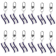 12er-Set Schlüsselanhänger mit israelischer Nationalflagge für Autoschlüssel, Rucksackanhänger, Gepäckanhänger, Reise-Souvenir