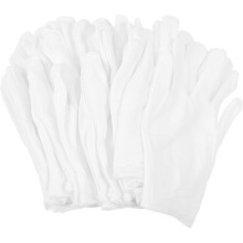 Priedušné bavlnené rukavice do domácnosti, 12 párov, elastické, biele, XL