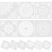 12-teiliges Mandala-Schablonenset für Wand- und Bodenmalerei, 30 x 30 cm wiederverwendbare Kunststoffschablonen