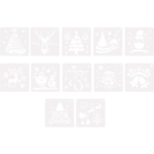 12 stuks vierkante kerstschildersjablonen, doe-het-zelf holle kunststencils voor scrapbooking en albumdecoratie